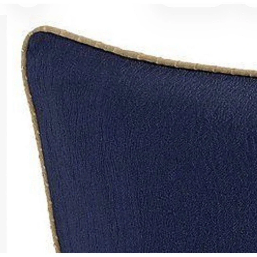 Candice Olson AUREO Euro Sham 26” x 26” Navy Blue Tan Cording Hidden Zipper